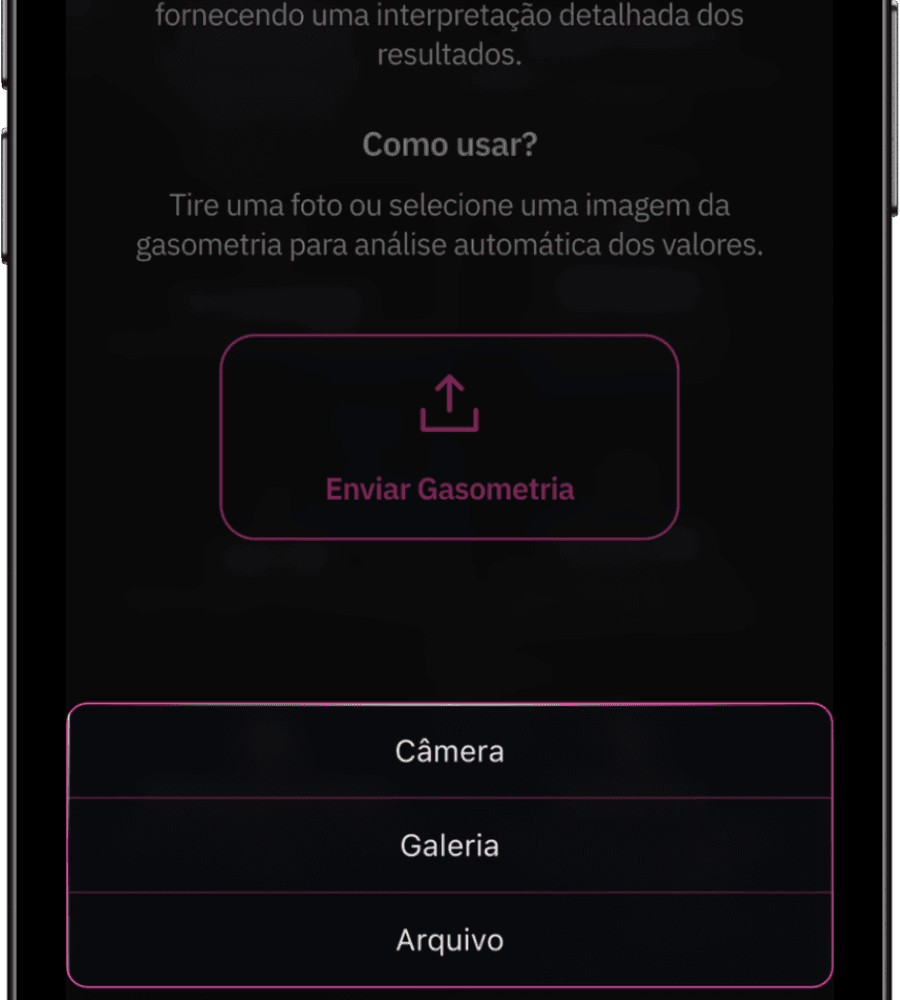 Envie a imagem da gasometria arterial